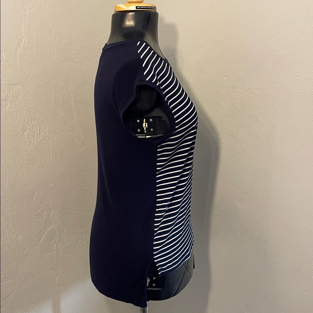 LOFT Navy and White Striped Sleeveless Top - Picture 4 of 15